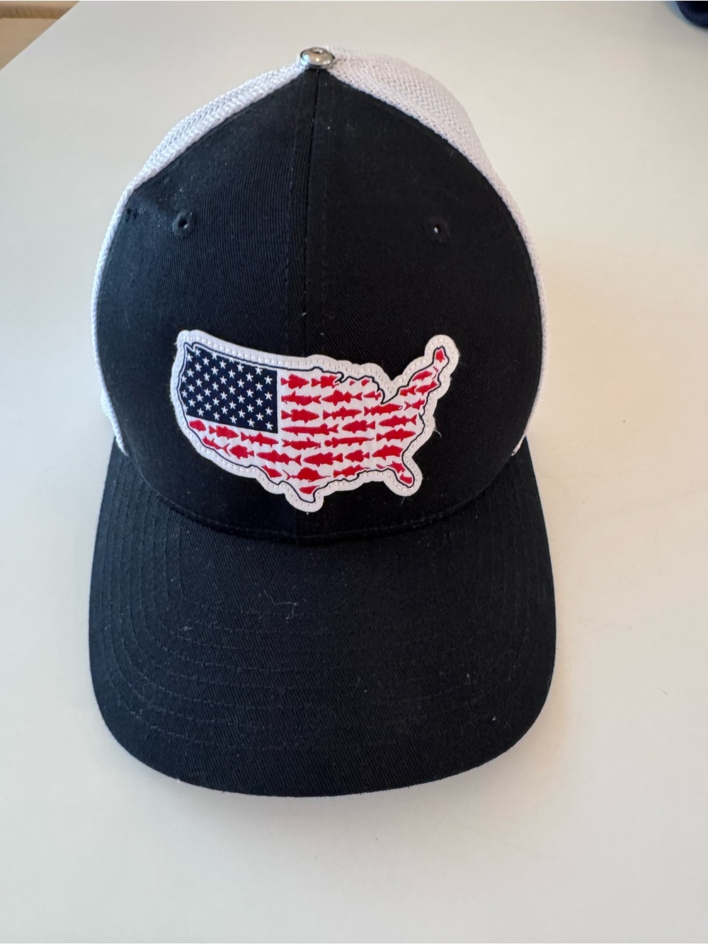 Columbia PFG Black and White Patch Hat - American Flag USA Design